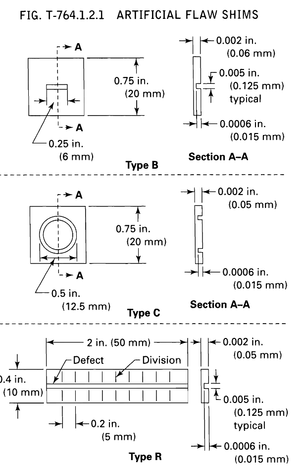 Steel Particle Testing Equipment Standard Flaw Shims